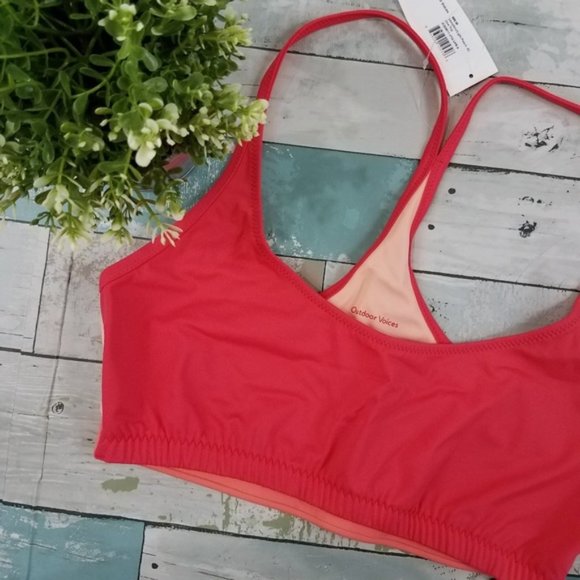 Outdoor Voices Dive Back Cutout Swim Top Peach - Picture 2 of 6